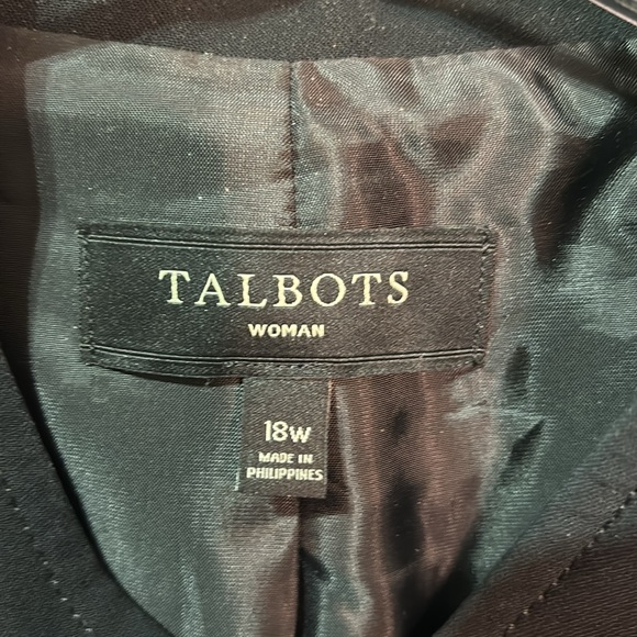 Talbots 18W black 3 button mandarin style collar pockets lined shaped enc - Picture 2 of 11